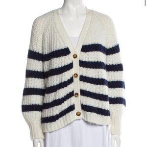 Sézane basile cardigan size small ecru and marine